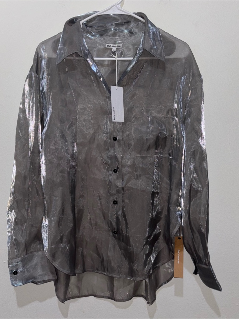 NWT Reformation Will Oversized Sheer Shirt Size Small